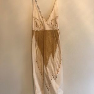 Ecote Sleeveless Cream and Gold Crossback Dress